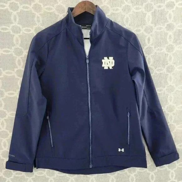 Under Armour Full Zip Navy Blue Windbreaker Mock neck Men's Sweatshirt Small - Picture 1 of 10